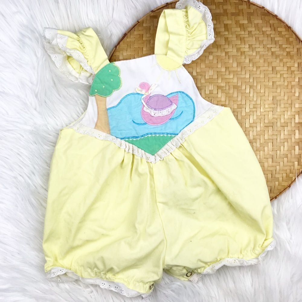 Vintage‎ 80’s yellow ruffle romper